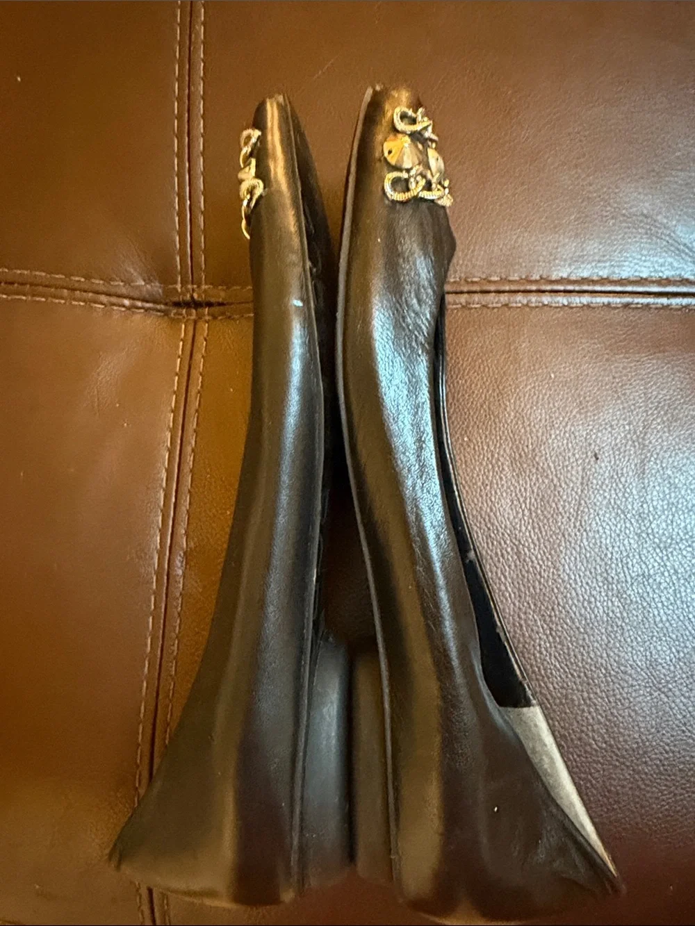 BCBG generation black peep toe flats